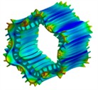 Main modal shapes and corresponding frequencies of the stator with housing
