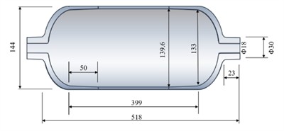 Inner liner dimensions  of the pressure vessel [9]
