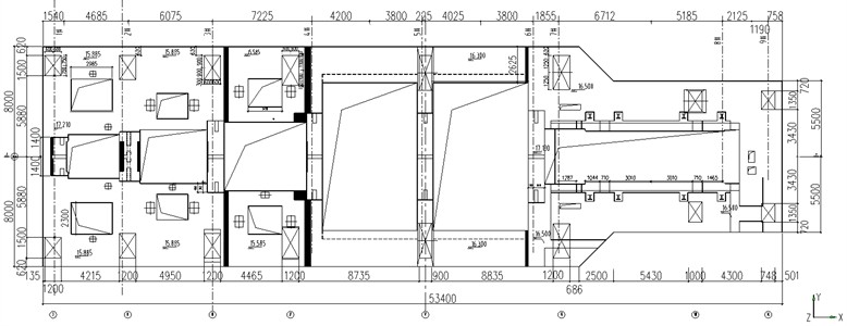 Plane drawing of the steam turbine foundation
