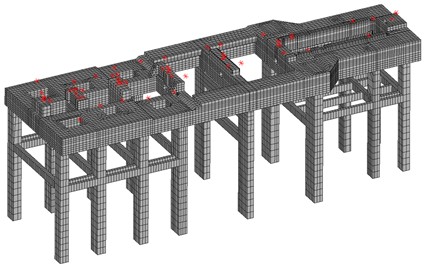Solid finite element model of the steam turbine foundation