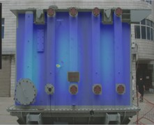 Experimental vibration responses of the transformer tank at 100 Hz