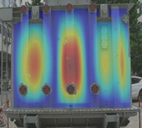 Experimental vibration responses of the transformer tank at 100 Hz