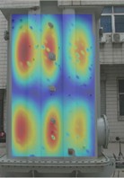 Experimental vibration responses of the transformer tank at 200 Hz