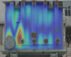 Experimental vibration responses of the transformer tank at 200 Hz
