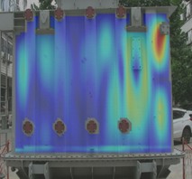 Experimental vibration responses of the transformer tank at 200 Hz