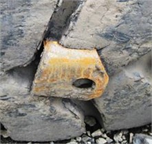 a), b) Damage by foreign object and c) sharp rock
