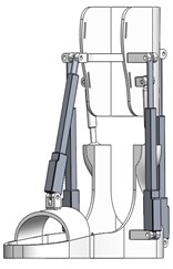 CAD models of the Almaty ankle exoskeleton: structural differences between a) V.1 and b) V.2 designs