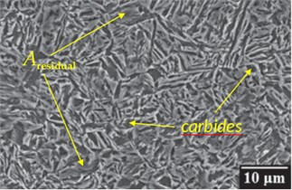 Microstructure of the steel under study: a) before hardening heat treatment; b) after heat treatment