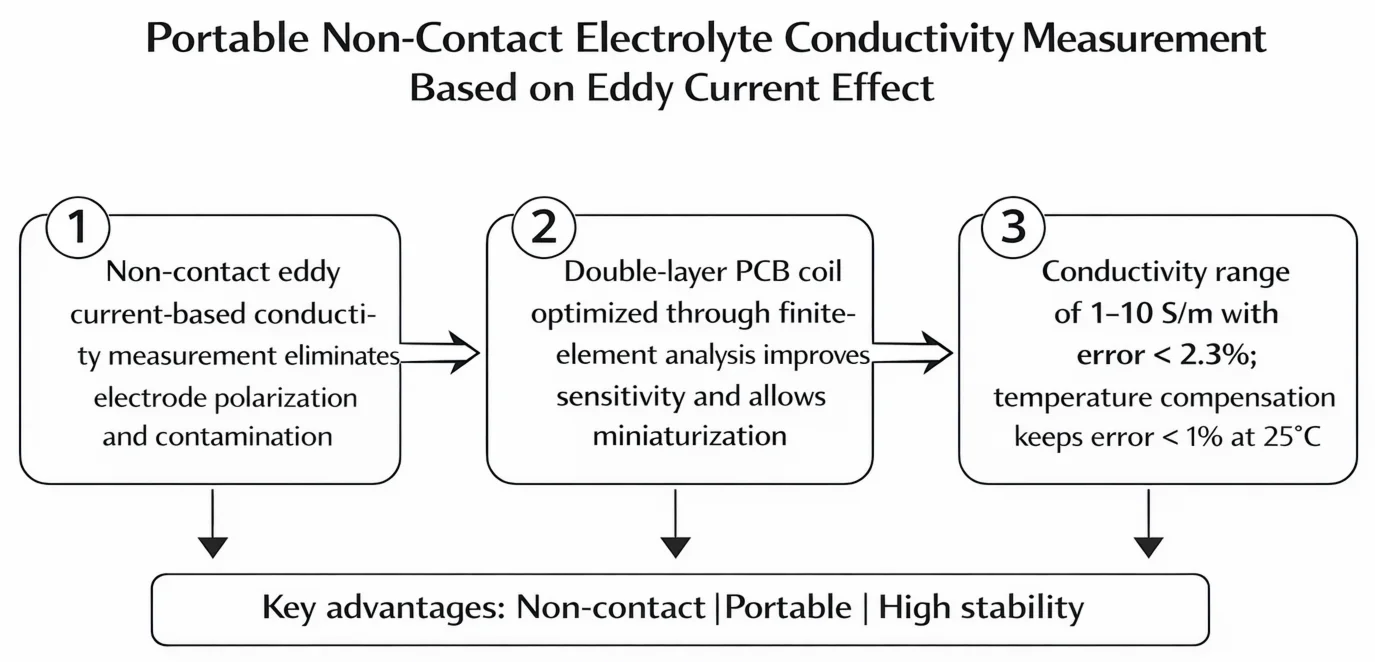 Research and design of a portable electrolyte conductivity meter based on eddy current effect