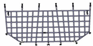 Lattice-type cargo compartment restraint net