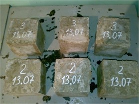Photos of cube strength tests
