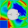 Pressure distribution of synchronous frontal side impact without wearing a helmet