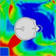 Pressure distribution of synchronous frontal side impact without wearing a helmet