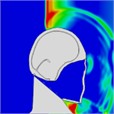 Single frontal impact head pressure distribution without wearing a helmet