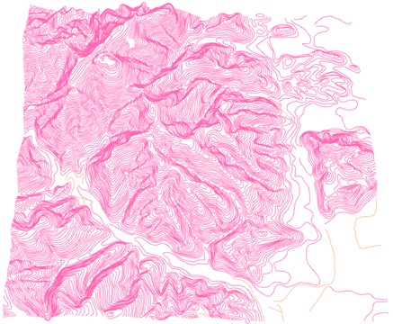 Contour lines of mining area