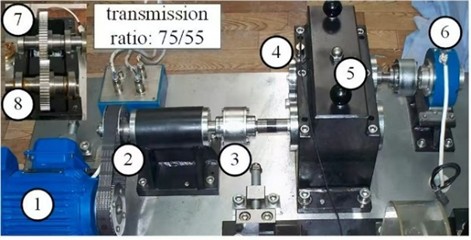 a) Test rig; b) root crack faults of different degrees