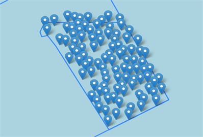 Map displaying the optimized SR locations for SNII