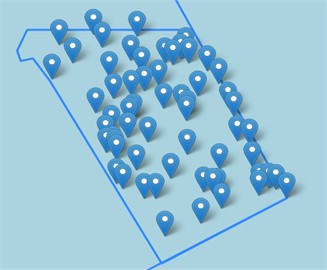 Map displaying the optimized MRS locations for SNII