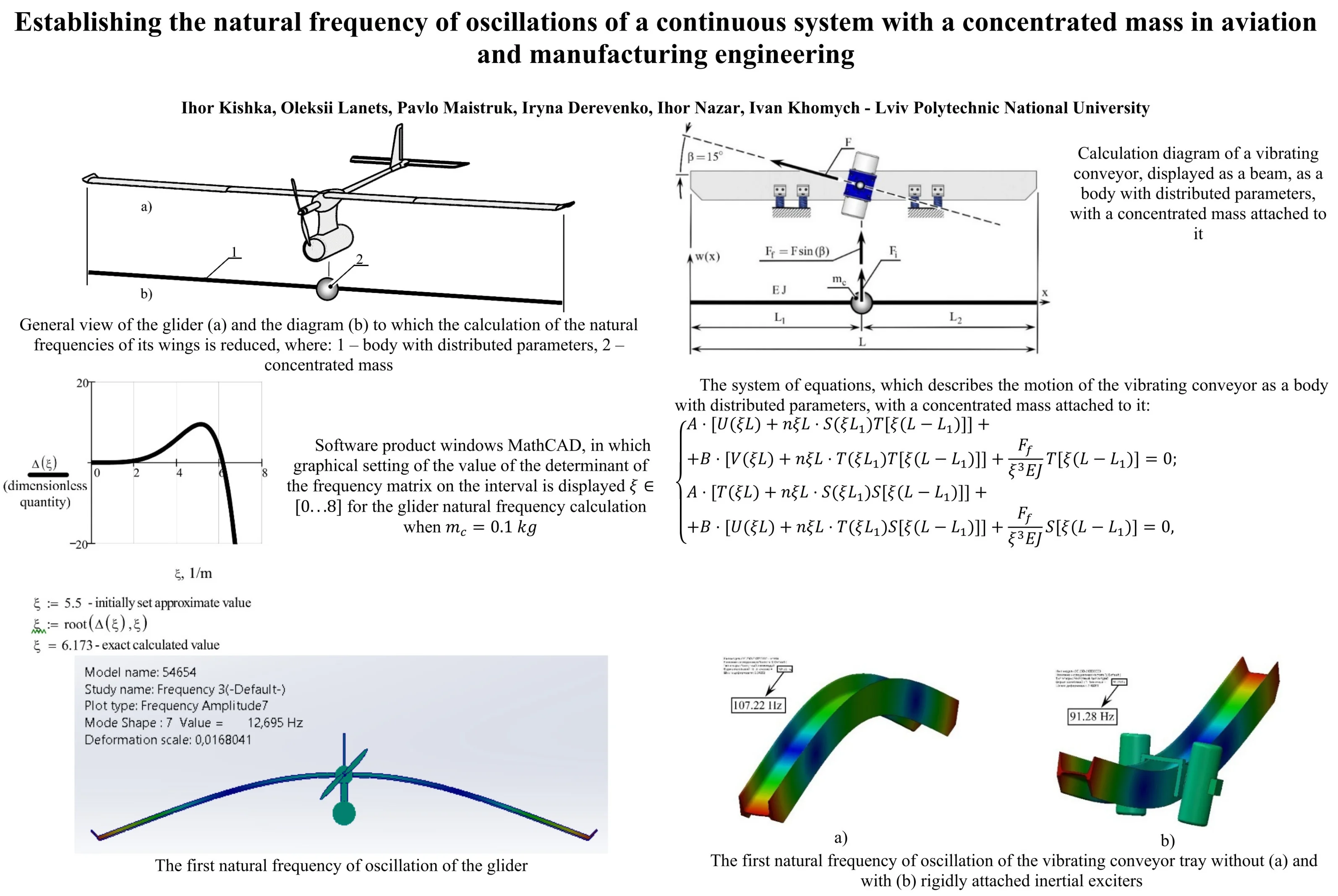 Establishing the natural frequency of oscillations of a continuous system with a concentrated mass in aviation and manufacturing engineering