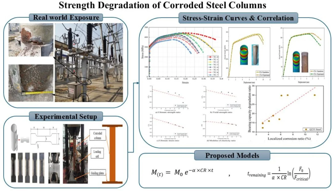 Research on the remaining life assessment method of corrosive steel pipe structures in substations based on thickness measurement and testing