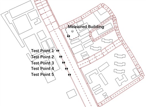 Floor plan of the noise model of the Huangsha Avenue – Inner Ring Road Elevated Bridge