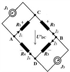 Current supplied resistance bridge-circuits;  the sign + or – means a resistance change (increment or decrement)