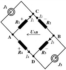 Current supplied resistance bridge-circuits;  the sign + or – means a resistance change (increment or decrement)