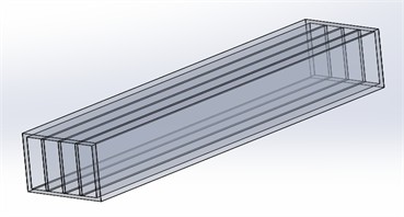 Ventilation duct model with three long fins. The figure highlights the impact of fin density on both airflow resistance and cooling efficiency