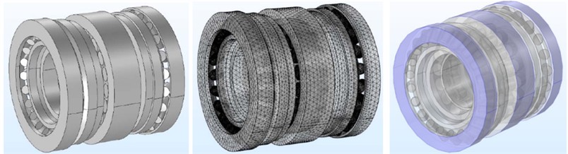 Combined bearing model and meshing