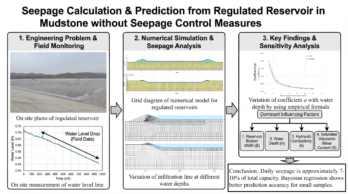 Calculation and prediction of seepage from regulated reservoir in mudstone without seepage control measures