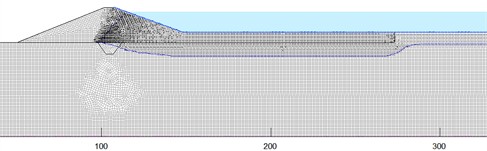 Variation of infiltration line at different water depths in the fully filled regulated reservoirs