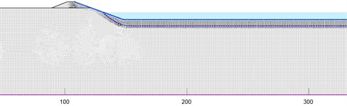 Variation of infiltration line at different water depths  in the half excavated and half filled regulated reservoirs