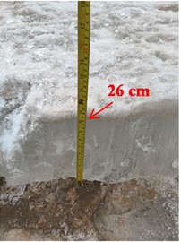 On site photo of regulated reservoir. Photographs were taken at the Hongguangou regulated reservoir site, Zhongwei City, Ningxia Hui Autonomous Region, China, by J.Y. Niu on 15 January 2024