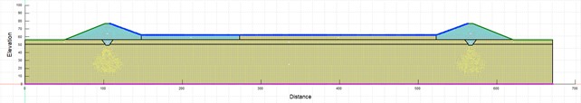 Grid diagram of numerical model for regulated reservoirs