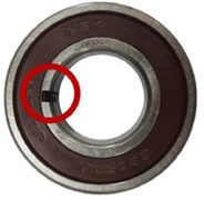 Bearing by crack size: a) inner race 0.3 mm, b) inner race 1.0 mm, c) inner race 3.0 mm,  d) outer race 0.3 mm, e) outer race 1.0 mm, f) outer race 3.0 mm