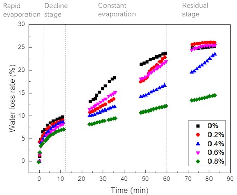 Water loss rate of slurry samples