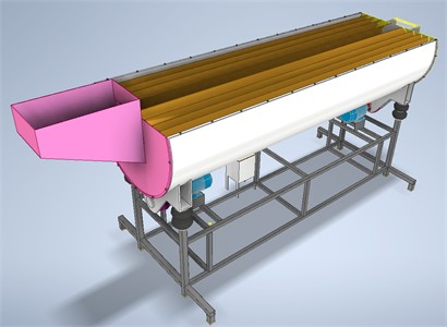 Model of the vibration separator  with an unbalanced drive and pneumatic  suspension without the top cover