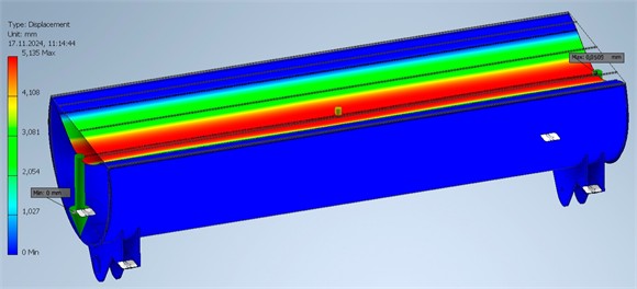 Displacement map of the separator’s points across the volume of the vibrating part of the separator