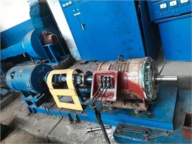 Test stand: a) physical model schematic; b) measuring device; c) AC and DC motor