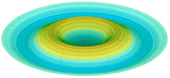 First five normalized axisymmetric vibration modes of plate with clamped edge