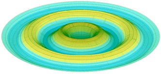 First five normalized axisymmetric vibration modes of plate with clamped edge