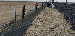 Installation of Geomats on the Slope at Qorlitog’-Kiyikli Section. Photos were taken  by the article’s author A. Sh. Uralov during field research on the Bukhara-Miskin  railway line (Qorlitog’-Kiyikli section) in November 2024