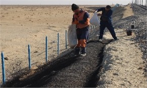 Installation of Geomats on the Slope at Qorlitog’-Kiyikli Section. Photos were taken  by the article’s author A. Sh. Uralov during field research on the Bukhara-Miskin  railway line (Qorlitog’-Kiyikli section) in November 2024