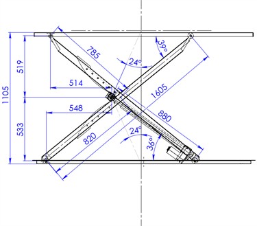 Geometric parameters of the scissor lift