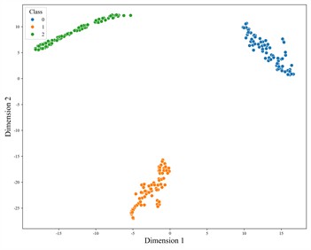 Confusion matrix and t-SNE visualization of DPTAN on the balanced HIT Dataset A