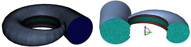 Three dimensional mesh model of all parts of the whole flow channel of the turbine