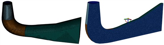 Three dimensional mesh model of all parts of the whole flow channel of the turbine