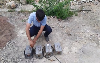 Vibrations detectors that consider the key parameters of the vibrations on the railway roadbed in  3-axis coordinate system x,y,z. The photograph, taken by the second author on May 19, 2022, provides a general view of seismometric sensors that record the process of vibrations in the earth’s surface