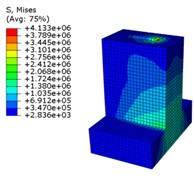 Stress contour plot of the components of the column base connector and its reinforced specimen