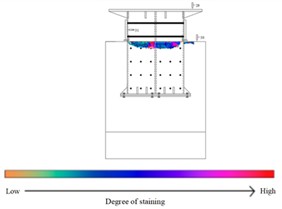 Crack depth and width at the tower-foundation connection
